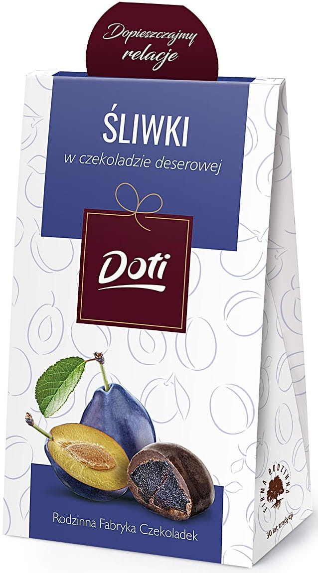 Plums in chocolate 100g cardboard box