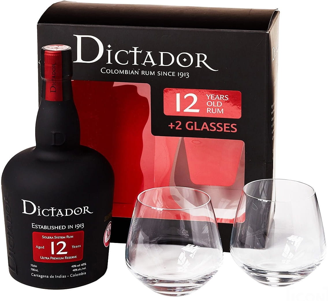 Rum Dictador 12 YO 0,7l + 2 szklanki