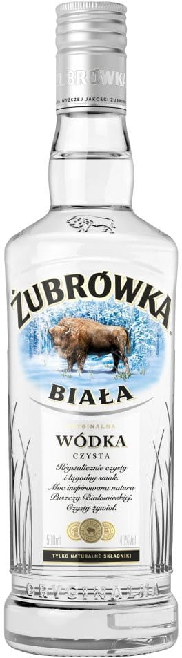 Vodka Żubrówka biała 0,5l  Pakiet weselny 100szt