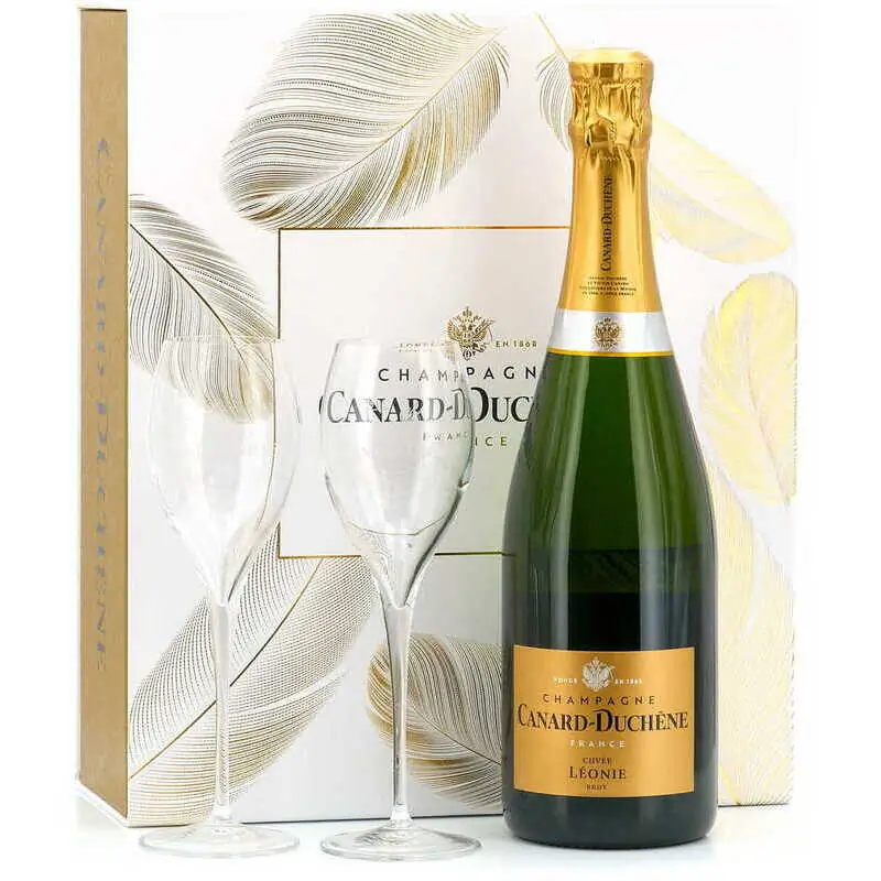 Champagne Canard-Duchene Cuvee Leonie Brut Gift Box + glasses France 0,75l