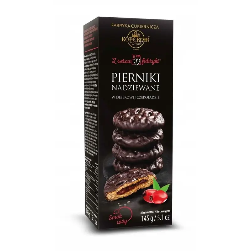 Pierniki nadziewane w deserowej czekoladzie. Morela Kopernik 145g (1)